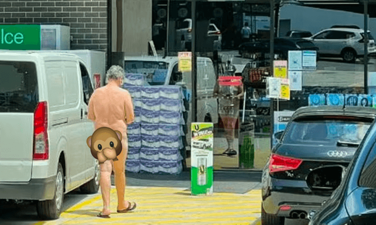 Man draagt tot ieders verbazing geen kleding voor tankbeurt (video)
