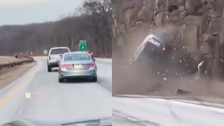 Wegpiraten spelen LEVENSGEVAARLIJK spel op snelweg. En dan betaalt eentje de prijs: “Goed zo!” (video)
