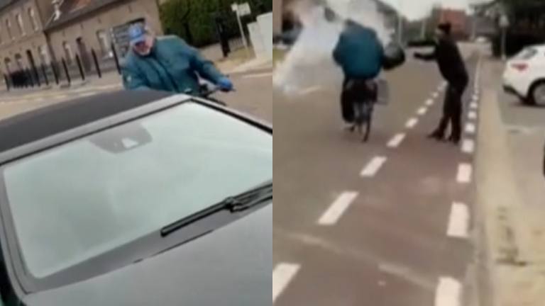 Garagist uit Zolder gooit emmer water over spuwende fietser: “Goeiemorgen meneer!” (video)