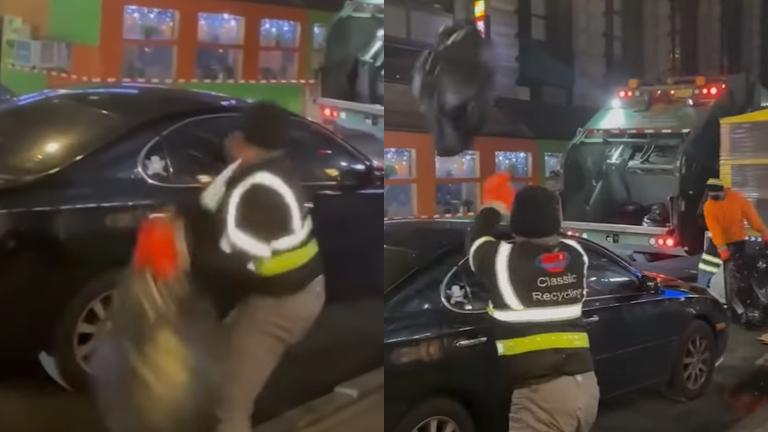 WOW: Vuilnisman voert zijn werk op spectaculaire wijze uit! (video)