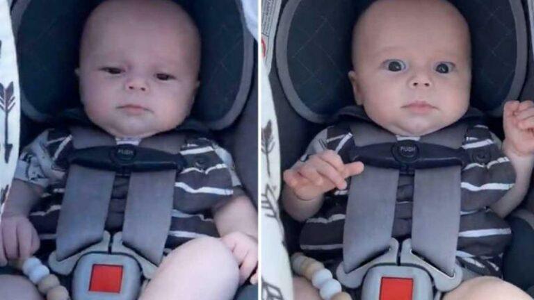 Moeder rijdt met winkelkarretje over hobbelige ondergrond. De reactie van de baby? HILARISCH! (video)