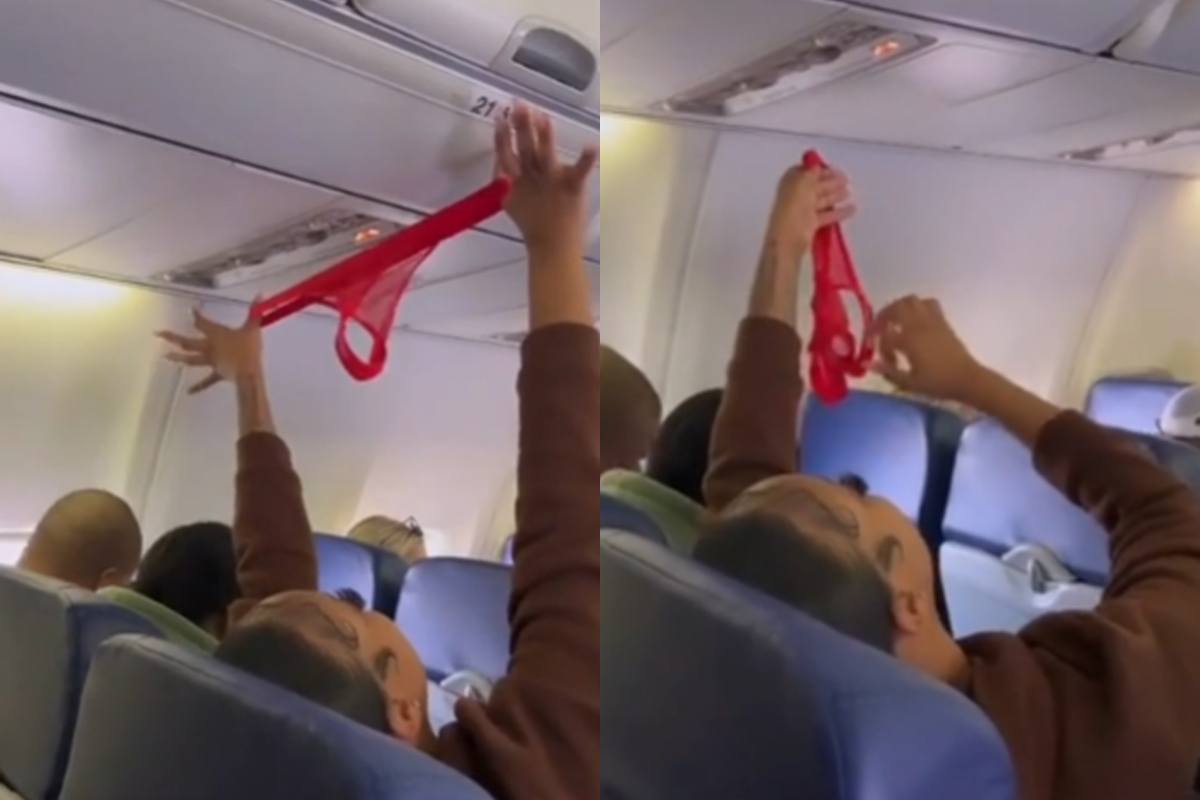 Ophef over dame die SLIPJE droogt in vliegtuig: “Waarom?!” (video)