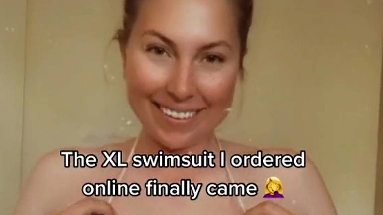 Rondborstige dame bestelt ‘extra grote’ bikini. Het resultaat? Niet wat ze verwacht had! (video)