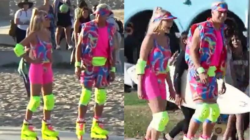 Margot Robbie en Ryan Gosling rolschaatsend gespot op de set van ‘Barbie’: «Ze zijn zo perfect»
