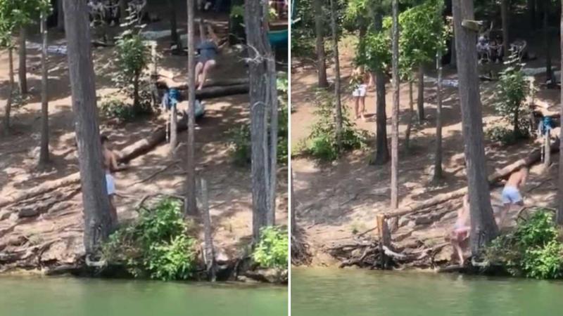 Vrouw wil in water slingeren, maar dat loopt compleet fout: «Doet pijn om ernaar te kijken!» (video)