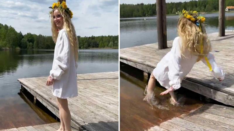 Model wandelt het water in tijdens fotoshoot, maar dan loopt het mis: «Dat moet pijn gedaan hebben!» (video)