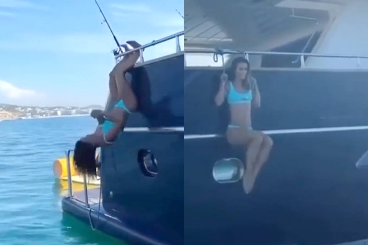 Lenige dame pakt uit met enkele STRAFFE work-outs op boot (video)