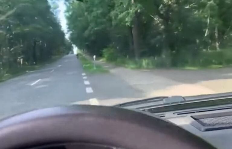 Autobestuurder geeft fietser die fietspad niet gebruikt op deze manier lik op stuk (video)