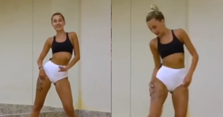 Dame wil even een leuk dansje tonen, maar niet veel later GILT ze het uit! (video)