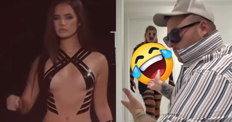 Parodie op model dat enkel wat tape draagt op catwalk gaat viraal: “GENIAAL!” (video)