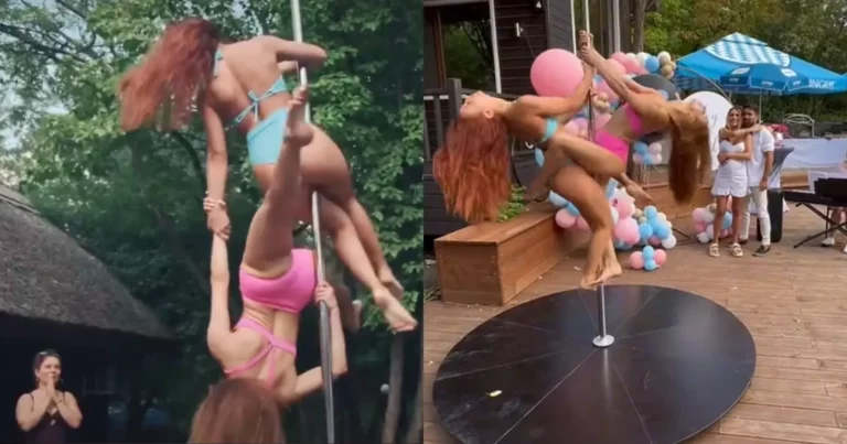 Paaldanseressen op ‘gender reveal’-feestje zorgen voor verwarring: “WAAROM?!” (video)
