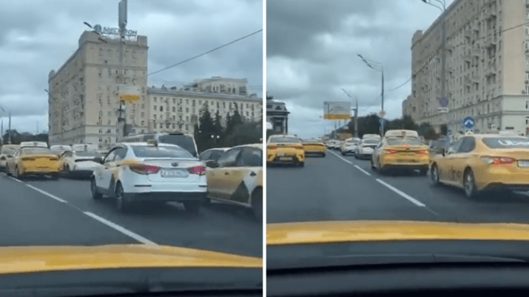 WTF. Hacker creëert monsterfile door alle Moskouse taxi’s naar zelfde plek te sturen (video)