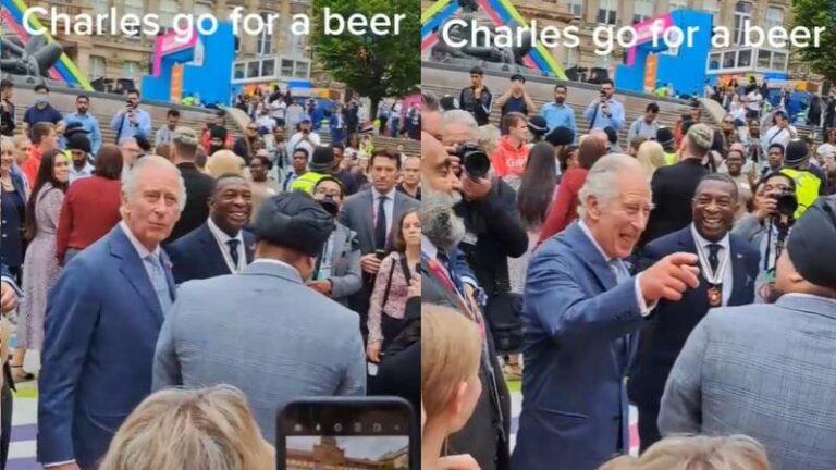 Fan vraagt Koning Charles III om een pint te pakken en zijn gevatte respons gaat viraal (video)