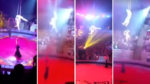 AKELIG. Trapeziste mist handen van echtgenoot en valt 5 meter naar beneden (video)