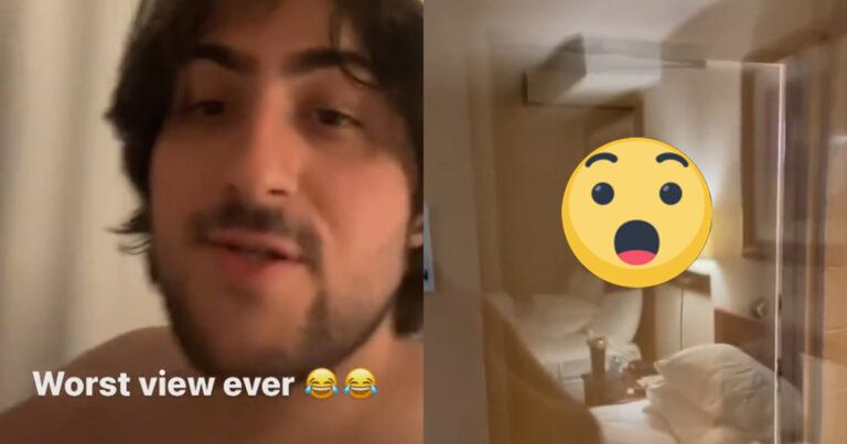 Man zit in hotelkamer met ‘slechtste uitzicht ooit’: “Wie heeft dit ontworpen?!” (video)