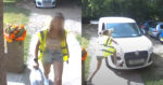 Vrouw levert pakje, maar plots begeeft handrem van haar auto het! (fails)