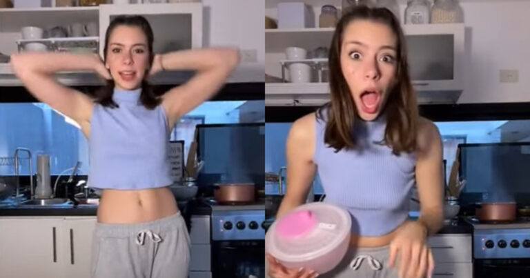 Dame wil leuk kookfilmpje maken. Maar haar hongerige hond heeft andere plannen! (video)