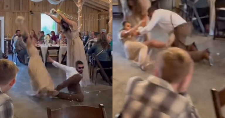 Man wil op trouwfeest even tonen wat hij kan… Maar dat zal zijn vrouw geweten hebben! (video)