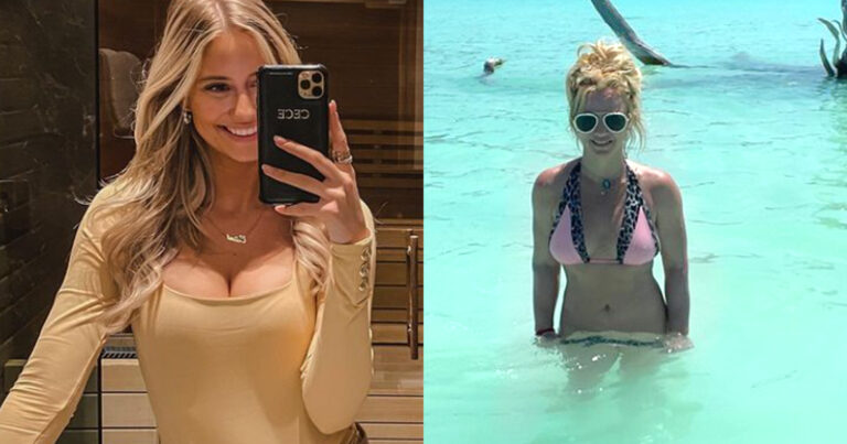 Verloofde van Thibaut Courtois geniet in bad, Anouk Matton poseert in prachtige jurk en Britney Spears danst in bikini (foto’s)