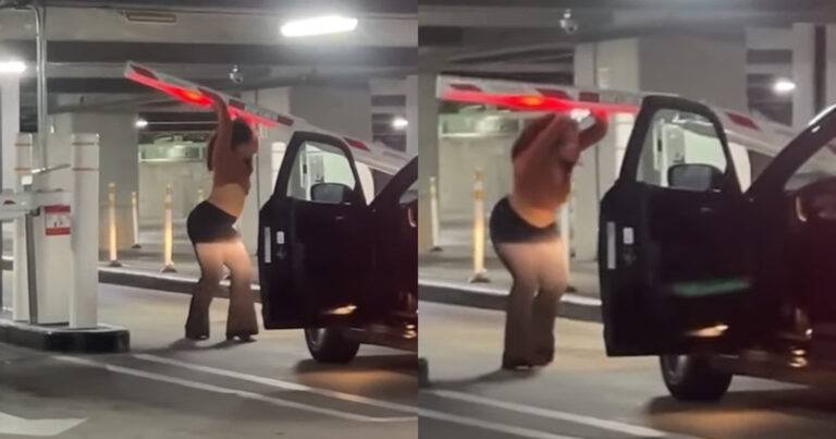 Dame krijgt het aan de stok met slagboom van parking: “WAAROM?!” (video)