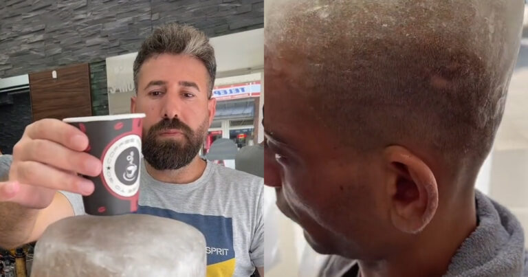 Kapper gaat viraal met ‘bijzondere’ creatie: “Zijn hoofd lijkt wel een ijsklontje!” (video)