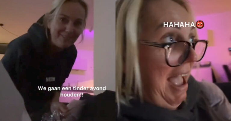 Moeder en dochter lachen zich een breuk tijdens Tinder-avond: “Ik heb allemaal jonkies!” (video)