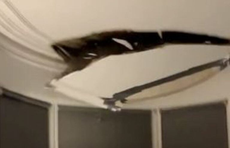 TikTokster legt exacte moment vast waarop haar plafond instort: “Iemand een extra kamer voor me?” (video)