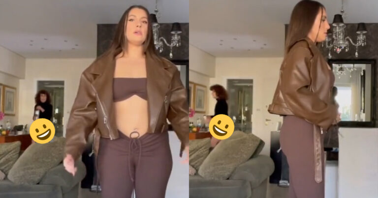 TikTokster wil even haar outfit tonen, maar mama in ondergoed gaat met alle aandacht lopen (video)