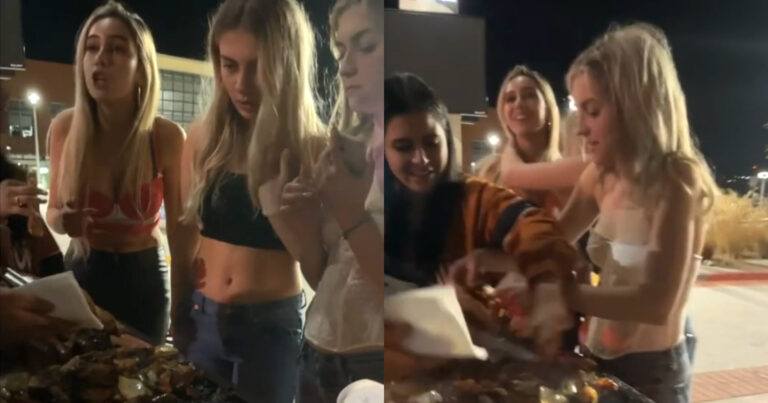 Vrouwen vallen man die hotdogs verkoopt lastig: “Hier word ik zo kwaad van!” (video)