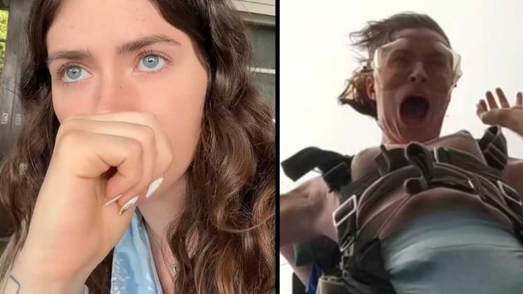 Vrouw schaamt zich dood voor foto die tijdens skydiven genomen werd: «Zo vuil!»