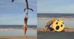 Dame in bikini wil even tonen wat ze kan. Maar dan? KRAK! (fails)