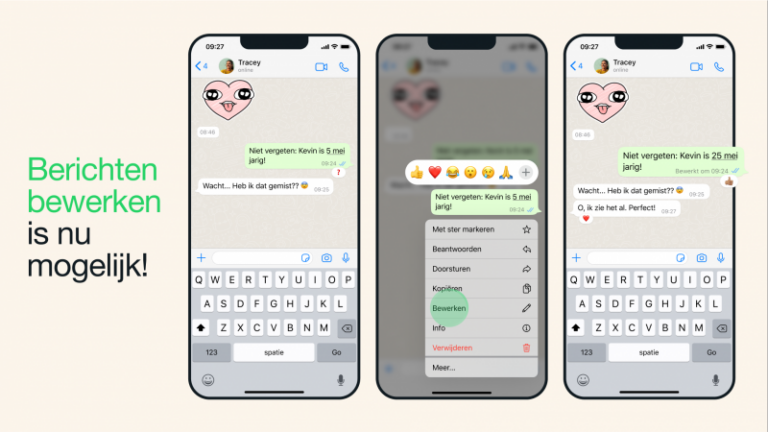 Dankzij deze nieuwe functie kan je verstuurde berichten op WhatsApp aanpassen