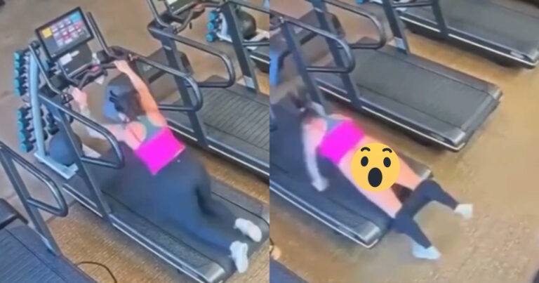 WOOPS: Dame valt op loopband en verliest haar broek! (fails)