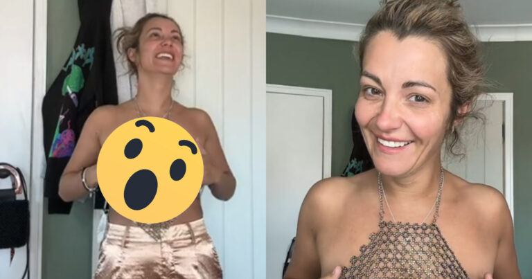 Nieuw topje van dame is toch nét iets te doorschijnend: “Wat is dit?!” (video)