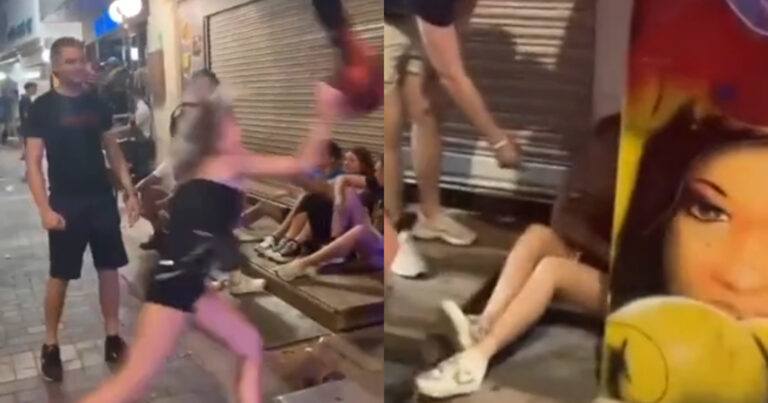 Dame wil even tonen wat ze kan met een boksbal. Maar dan? AUCH! (fails)