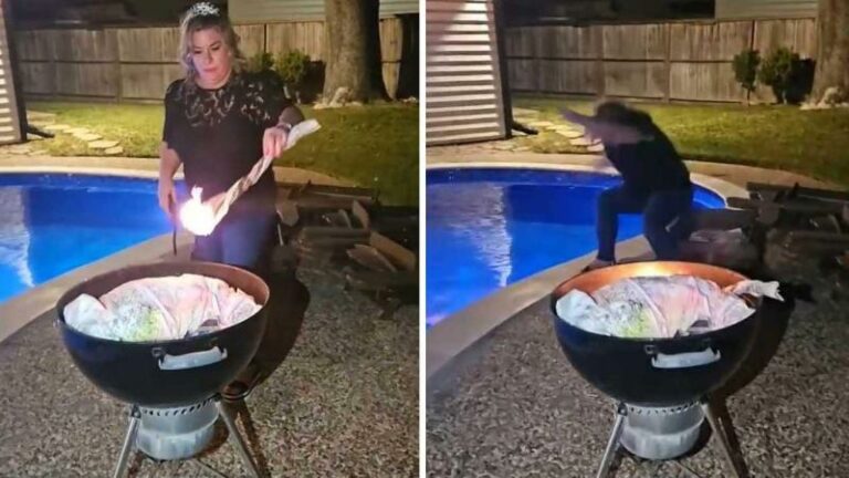 Pas gescheiden vrouw verbrandt trouwkleed, maar dat had ze beter niet gedaan… (video)