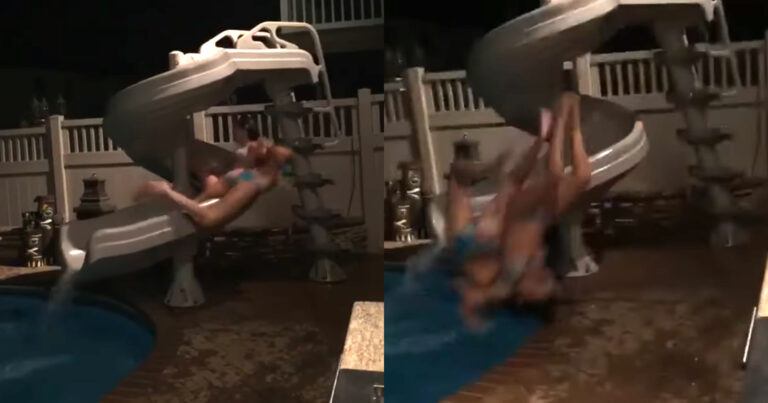 Dames gaan samen van waterglijbaan. Dat was een DOM plan! (fails)