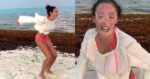 Dame wil op het strand even tonen wat ze kan. Maar dan? WOOPS! (fails)