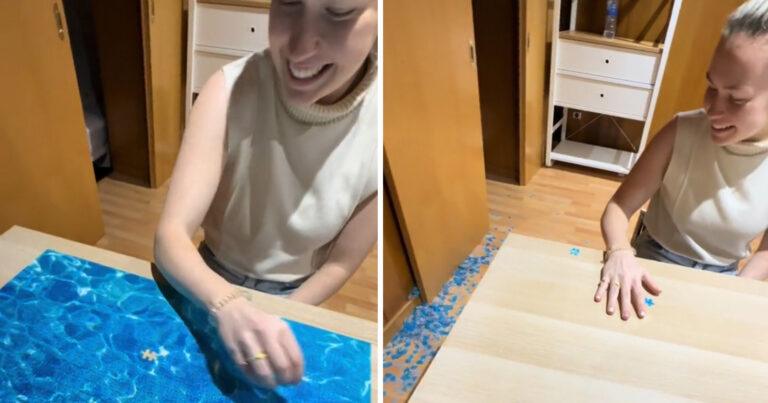 Vrouw kan eindelijk laatste stukje van puzzel leggen, maar dan doet haar vriendin DIT: “Deze grap gaat te ver!” (video)