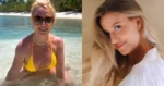 Jamie-Lee Six deelt badselfie, Britney Spears leeft zich uit in bikini en Hailey Bieber poseert in badpak (foto’s)