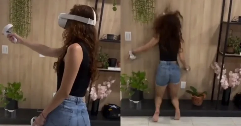 Dame waagt zich aan virtual reality. Maar dan? BAM! (fails)