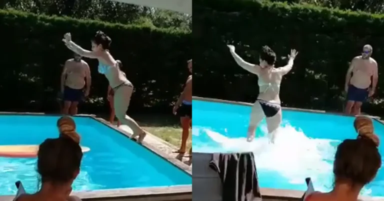 Dame wil ‘surfen’ in zwembad. Maar dan? RAVAGE! (video)