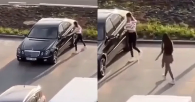 WOOPS: Dame raakt maar niet in haar wagen. Maar na lang proberen beseft ze eindelijk haar fout… (fails)