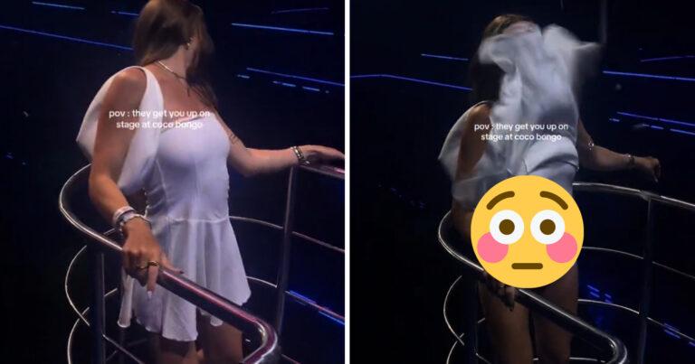 Vrouw danst op podium, maar dan blaast wind haar jurk omhoog: “Marilyn Monroe-moment!” (video)