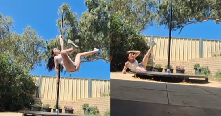 Paaldanseres wil even tonen wat ze kan. Maar dan? AUCH! (fails)