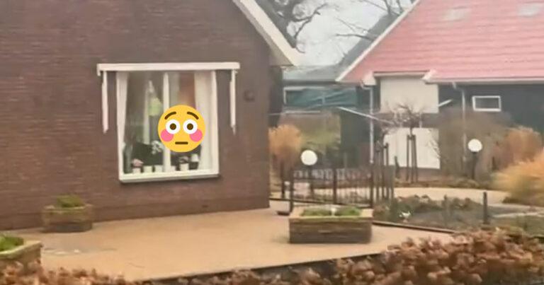 Nederlandse vrouw passeert huis met pikante beelden op televisie: “Met de gordijnen open?!” (video)
