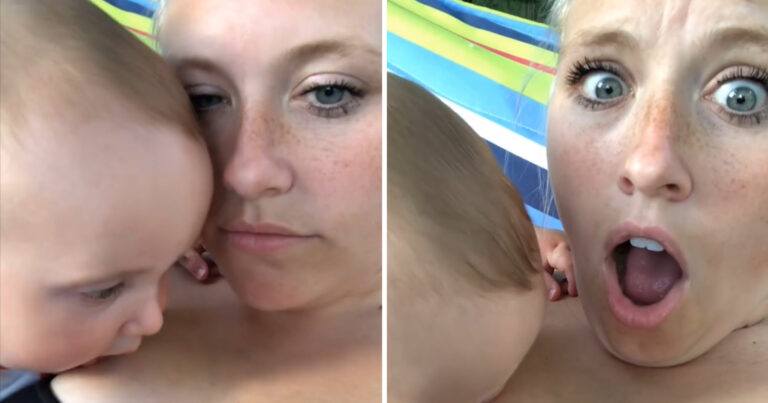 Baby wil met mama knuffelen, maar dan gebeurt dit… (video)