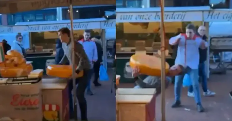 WOOPS: Man mispakt zich volledig aan grote kaasbol (fails)