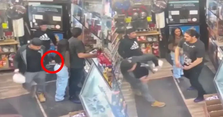 Handtastelijke kerel raakt dame ongewenst aan. Haar vriend? Die grijpt loeihard in! (video)