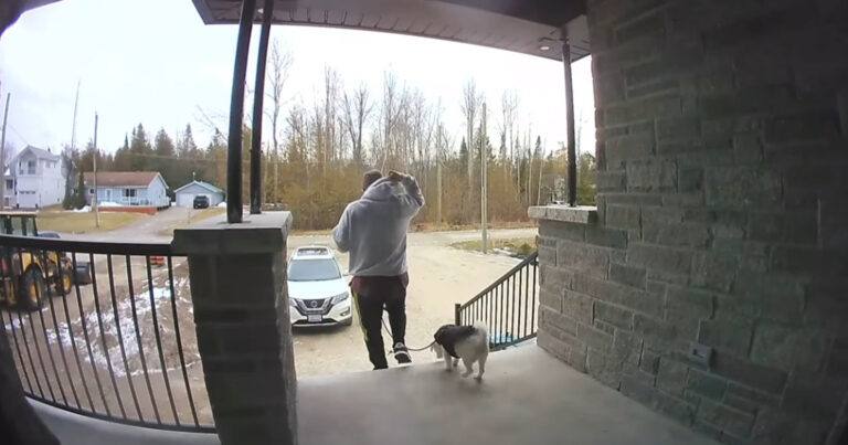 Baasje gaat met hond wandelen, maar dan vergeet hij iets… (video)